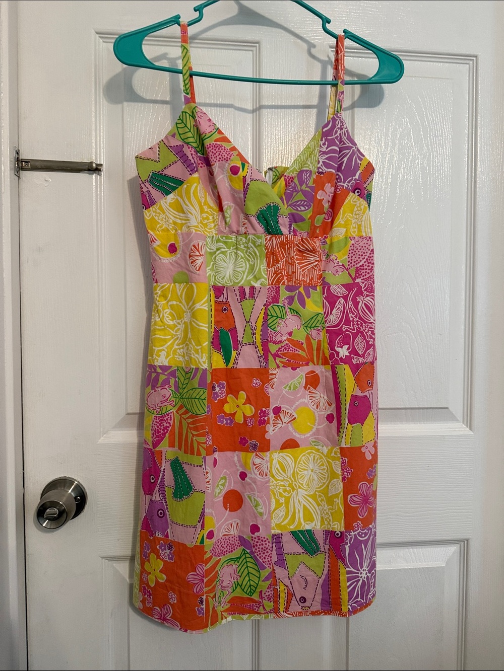 Vintage Lilly Pulitzer Pink Orange Yellow Green Patchwork Mini Sundress size 2